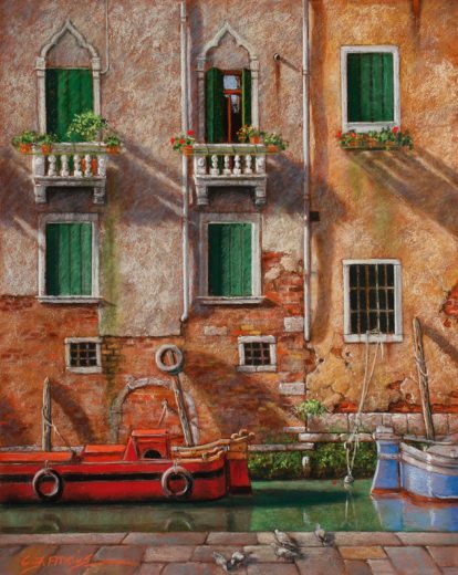 Colourful Venetian scene. 