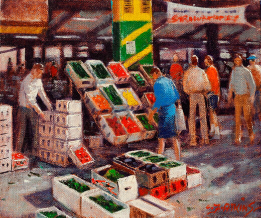 Workers tend the fruit and vegetable sections of the Rocklea market.
