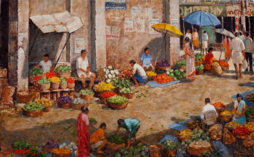 Produce is for sale at this market in Southern India.